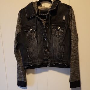 Maurices Hooded Distressed Jean Jacket Size L
